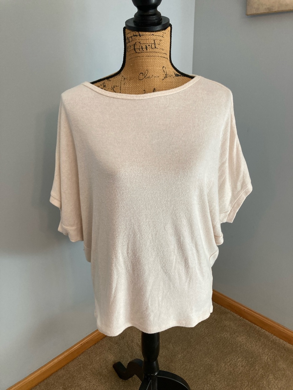 Quince Cream Relaxed Dolman Sleeve Lounge Tee Shirt Top Women Size Large